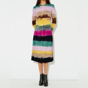 Raquel Allegra Nadia Twisted Cut Out Dress Bright Tie Dye